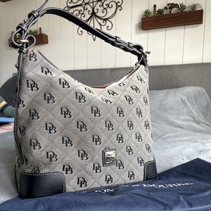 Dooney & Burke large Erika bag, black and tan